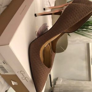 Jessica Simpson snake nubuck heels